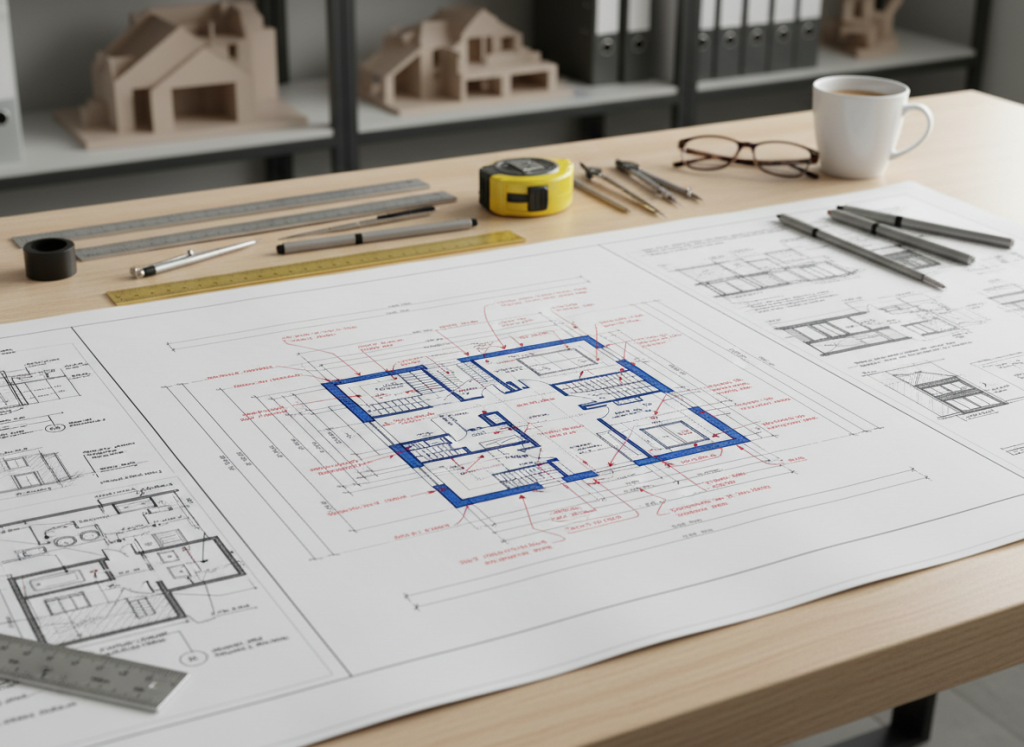 A detailed blueprint representing specificity and requirements in prompts.