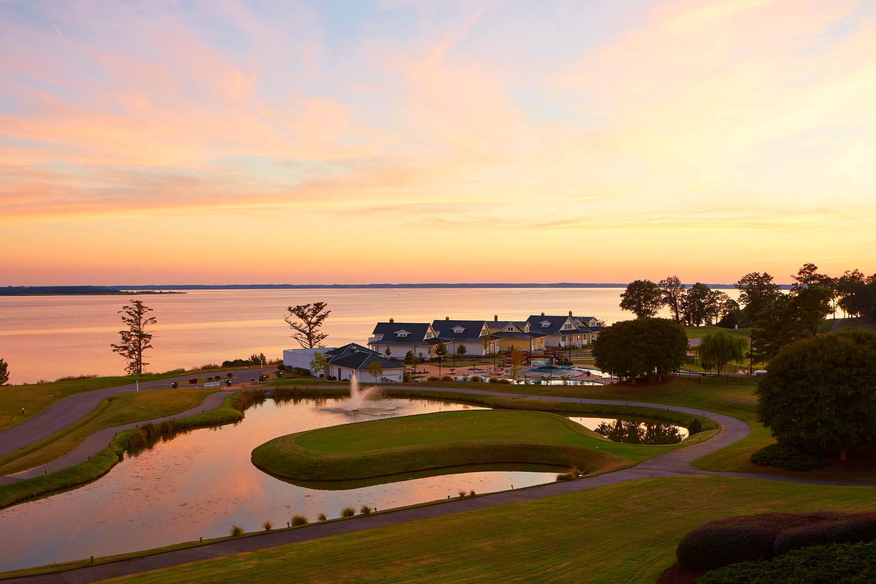 Luxury golf resort landscape representing AI-enhanced golf hospitality and premium resort operations