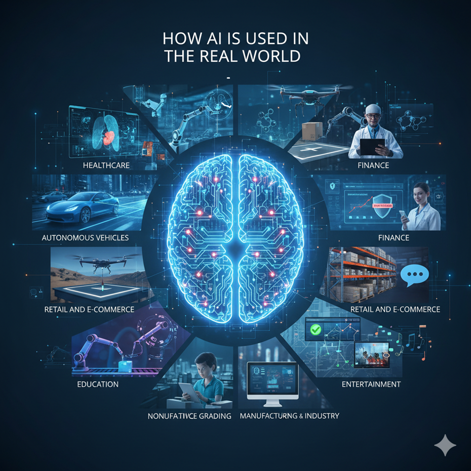 Diagram showing real-world applications of artificial intelligence